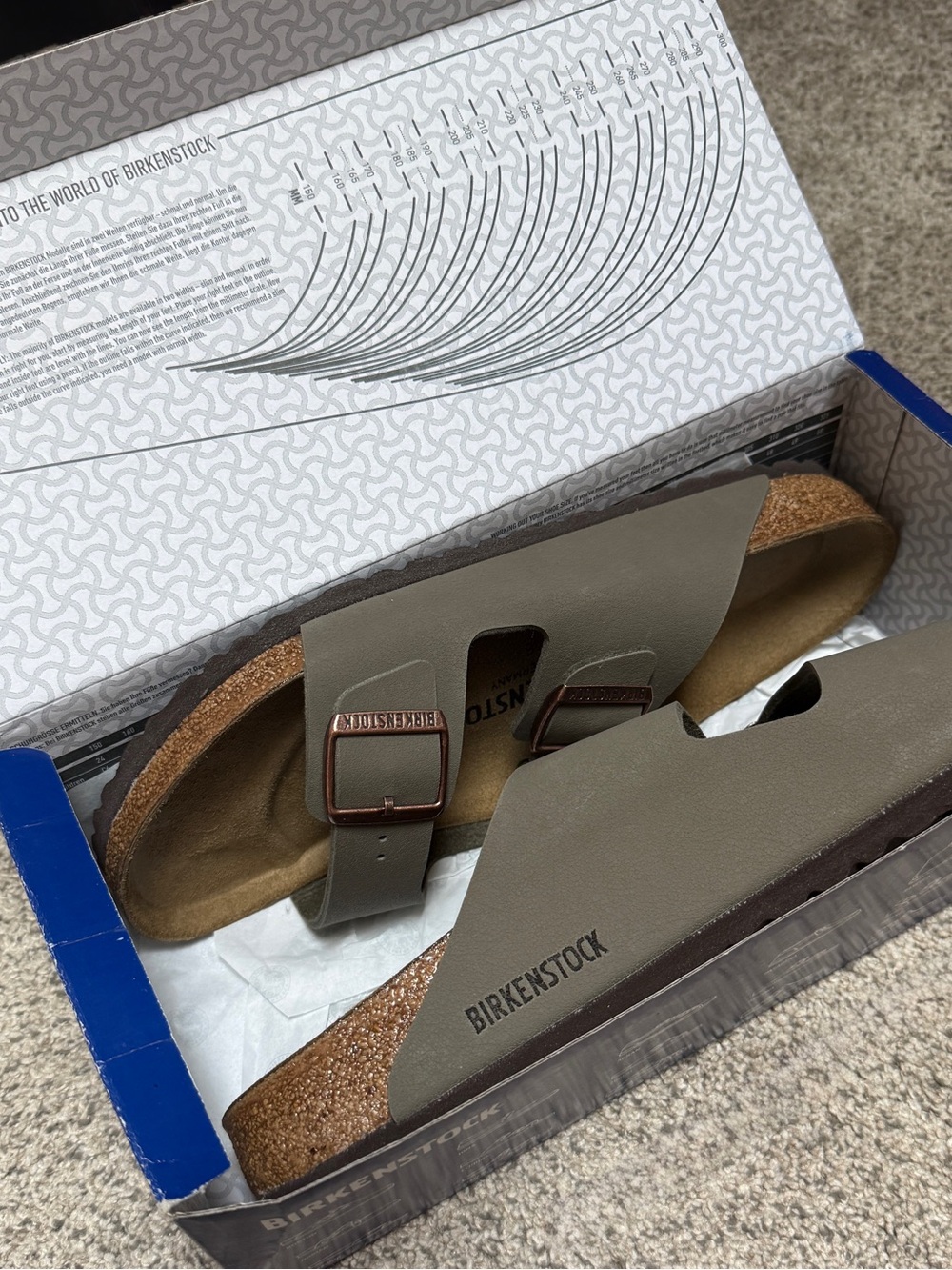 Birkenstock Arizona Birkibuc Sandals – Stone – Size 43 Regular – NIB - Picture 2 of 6